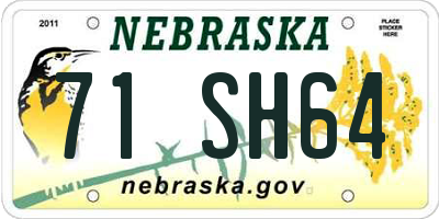 NE license plate 71SH64