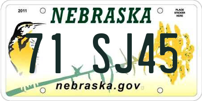 NE license plate 71SJ45