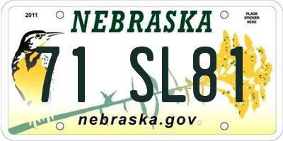 NE license plate 71SL81