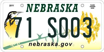NE license plate 71SO03