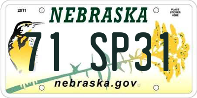NE license plate 71SP31