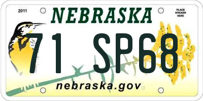NE license plate 71SP68