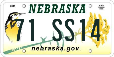 NE license plate 71SS14