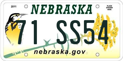 NE license plate 71SS54