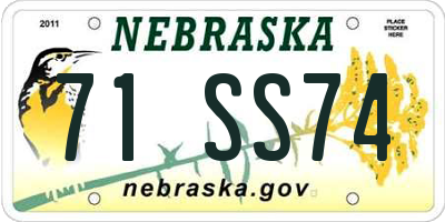 NE license plate 71SS74