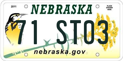 NE license plate 71ST03