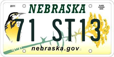NE license plate 71ST13