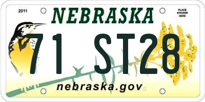 NE license plate 71ST28