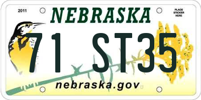 NE license plate 71ST35