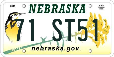 NE license plate 71ST51