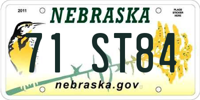 NE license plate 71ST84