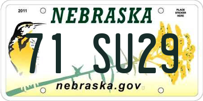 NE license plate 71SU29