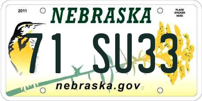 NE license plate 71SU33