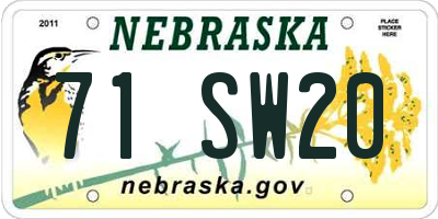 NE license plate 71SW20