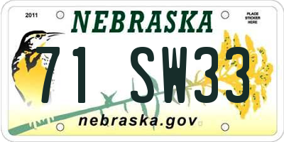 NE license plate 71SW33
