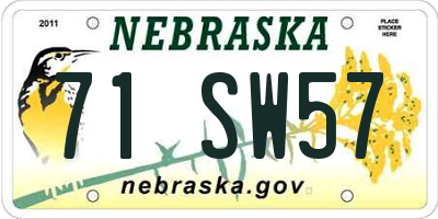 NE license plate 71SW57