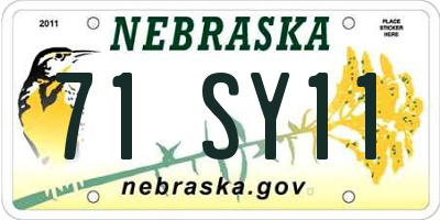NE license plate 71SY11
