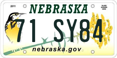 NE license plate 71SY84