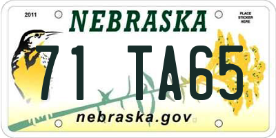 NE license plate 71TA65