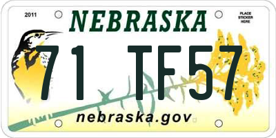 NE license plate 71TF57