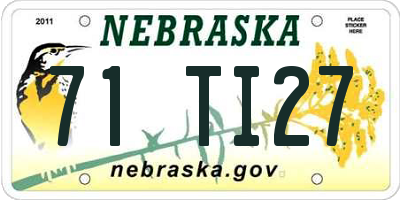 NE license plate 71TI27