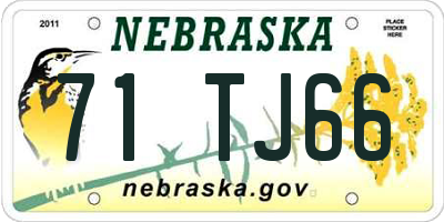 NE license plate 71TJ66
