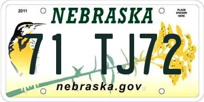 NE license plate 71TJ72