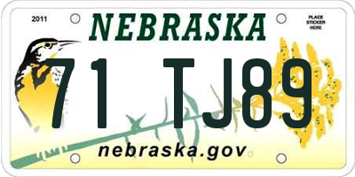 NE license plate 71TJ89