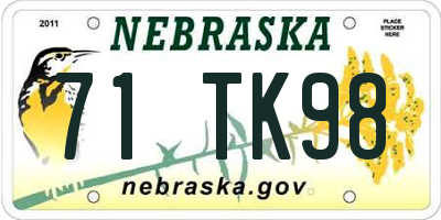 NE license plate 71TK98