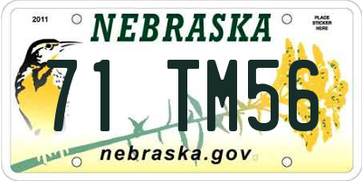 NE license plate 71TM56
