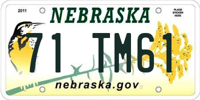 NE license plate 71TM61