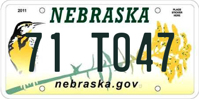 NE license plate 71TO47