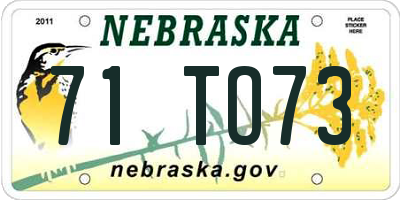 NE license plate 71TO73