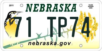 NE license plate 71TP74