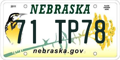 NE license plate 71TP78