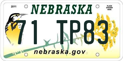 NE license plate 71TP83