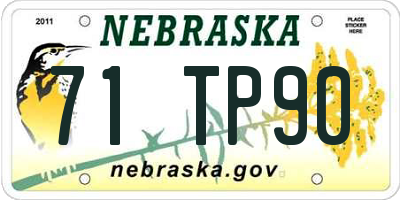 NE license plate 71TP90