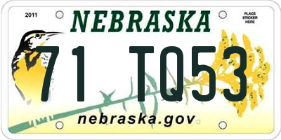 NE license plate 71TQ53