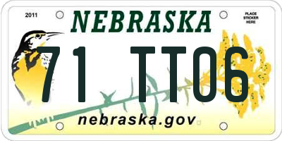 NE license plate 71TT06