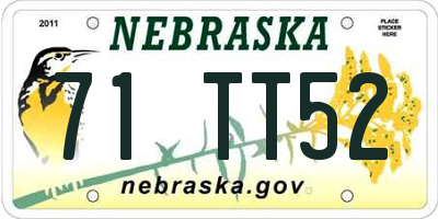 NE license plate 71TT52