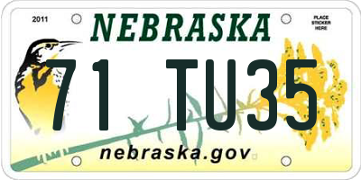 NE license plate 71TU35