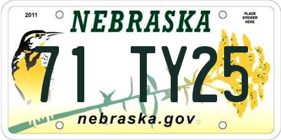 NE license plate 71TY25