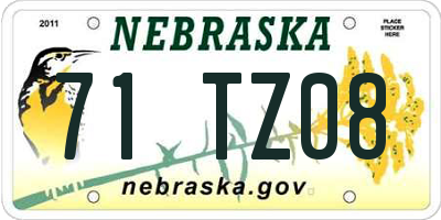 NE license plate 71TZ08