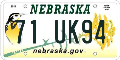 NE license plate 71UK94