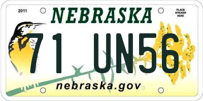 NE license plate 71UN56
