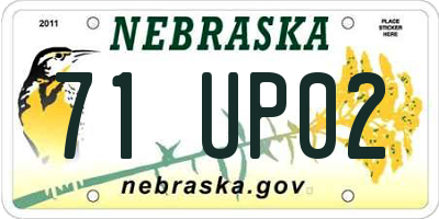 NE license plate 71UP02