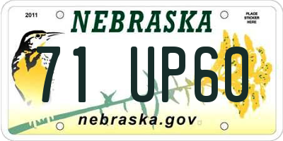 NE license plate 71UP60