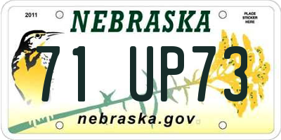 NE license plate 71UP73