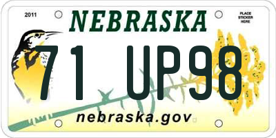 NE license plate 71UP98