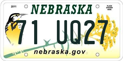 NE license plate 71UQ27
